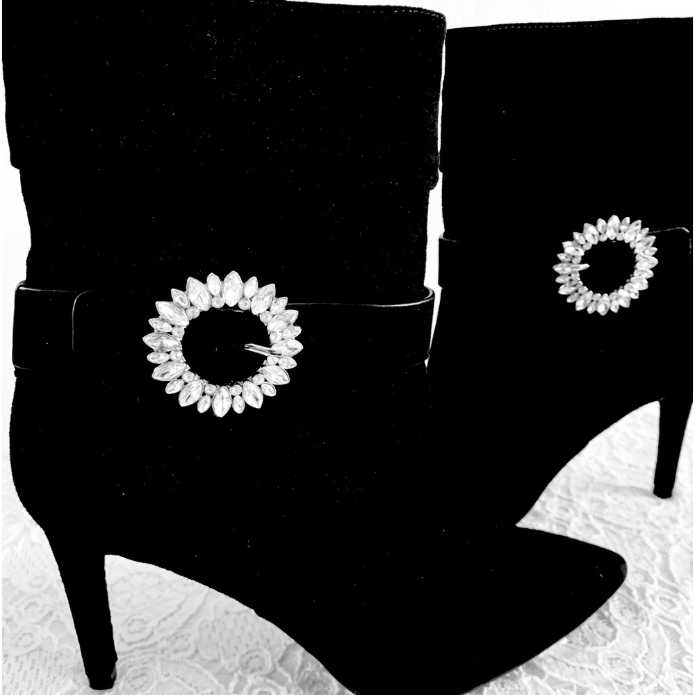 Michael Kors~Classy Suede/Leather Ankle Boots, with Stunning Attached Crystals.